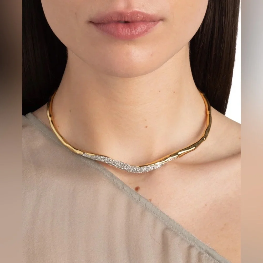 ALEXIS BITTAR • Solanales Gold Crystal Skinny Collar Necklace